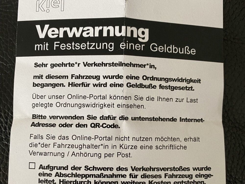 Verwarnung mit Festsetzung einer Geldbu&szlig;e?