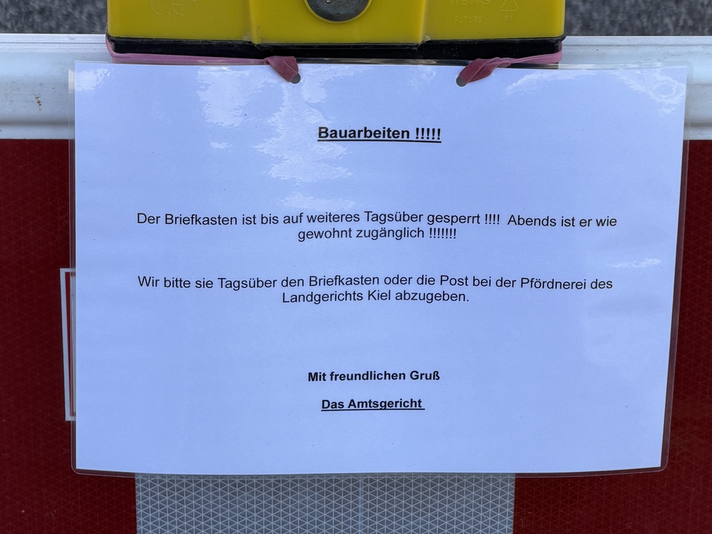 Bauarbeiten !!!!! &mdash; Fristenbriefkasten gesperrt