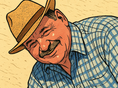 Mann im Strohhut und karierten Hemd